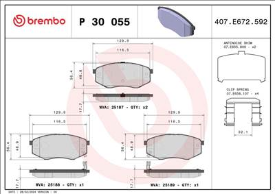 Fékbetét készlet BREMBO P 30 055X for HYUNDAI, KIA