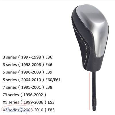 BMW automata váltókar ezüst-bőr E36, E46, E38, E39, E53, E60, E61, E83 