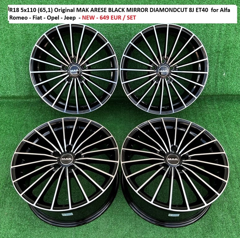 R18 5x110 (65,1) MAK ARESE BLACK MIRROR 8J ET40 NEW for Alfa Romeo - Fiat - Opel - Jeep 1. kép