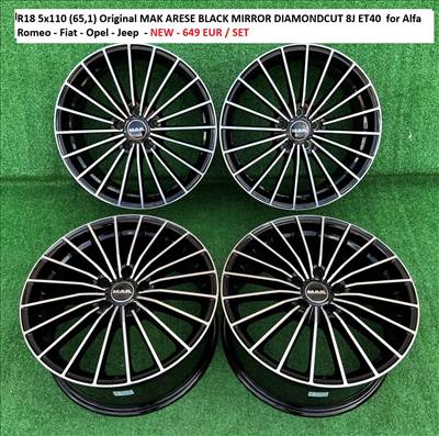 R18 5x110 (65,1) MAK ARESE BLACK MIRROR 8J ET40 NEW for Alfa Romeo - Fiat - Opel - Jeep