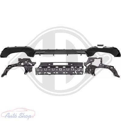 BMW G20/G21 M-packet hátsó lökhárítóba M-Performance stílusú lakkozott fekete műanyag diffúzor toldat kétoldali 