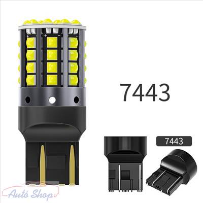 T20 W21-5W LED AUTÓ ÉGŐ , IZZÓ SMD LED 7443