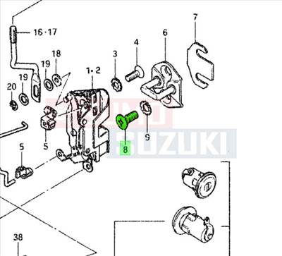 Suzuki Samurai SJ410 első ajtózár csavar 09126-08004-XC0