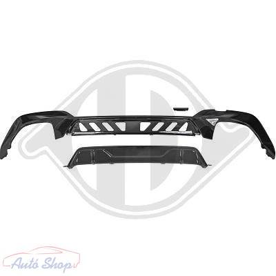 BMW G20/G21 M-packet hátsó lökhárítóba M-Performance stílusú lakkozott fekete műanyag diffúzor toldat kétoldali 