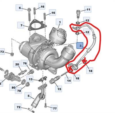 PSA turbó olaj-nyomócső, olajcső PSA037982, gyári új - 8283145