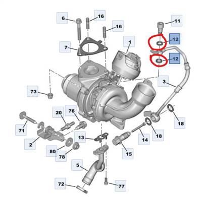 Citroën C4 Picasso II, Citroën Jumpy II Turbó tömítőgyűrű PSA 015708 4 db-os psa015708