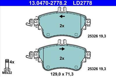 Fékbetét készlet ATE 13.0470-2778.2 for MERCEDES-BENZ