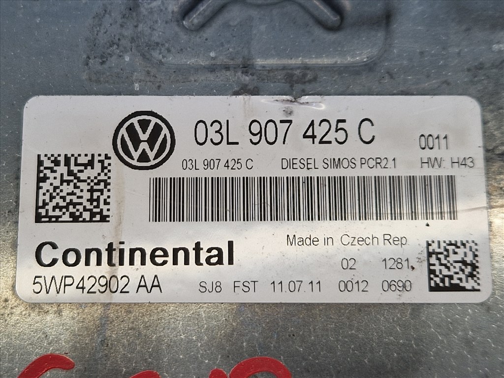 Volkswagen Golf VI 1.6 CR CAY motorvezérlő (19816) 03l907425c 3. kép