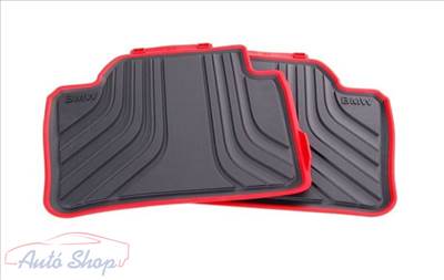 Gyári BMW F30 F31 F36 GT F80 M3 Allweather fekete-piros "sport" hátsó gumiszőnyeg szett 51472219803