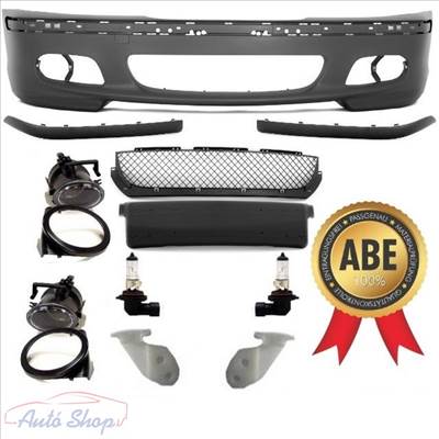 BMW E46 M3 M-Packet első lökhárító , ködlámpa szett , lökhárító tartó .