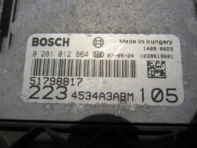 25951 Fiat Doblo II. 1,9 8v Jtd 105 Le motorvezérlő szett 0281012864 , 51798817 2. kép