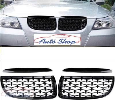 BMW E90,E91 FÉNYES FEKETE DIAMOND STYLE HÜTŐRÁCS VESE 2005-2009