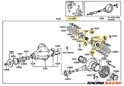 AKCIÓ! - Toyota Hilux Hátsó Differenciálmű Bolygókerék Napkerék Szett 4103971010 4103934070