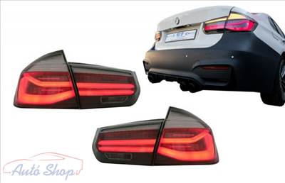 BMW F30 Pre LCI és LCI hátsó lámpák M Look Black Line BMW 3-as sorozatú (2011-2019) Red Smoke átalakítás LCI-dizájnra dinamikus szekvenciális kanyarodó lámpával