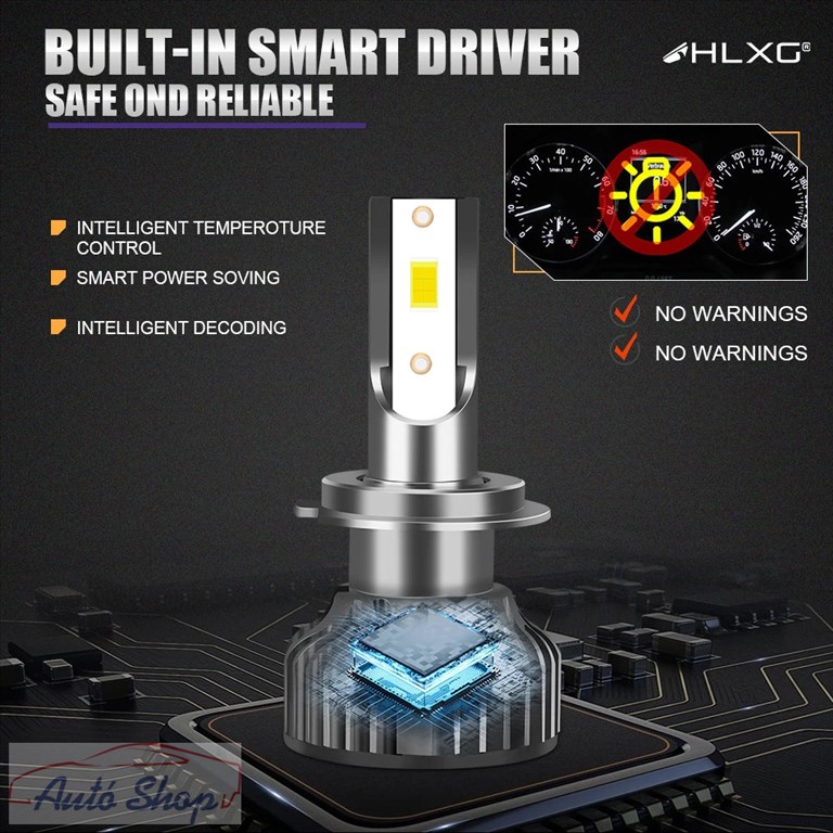 H7 LED IZZÓ CANBUS 200000 Lumen 400W, 6000K , 3570 CSP chip 2. kép