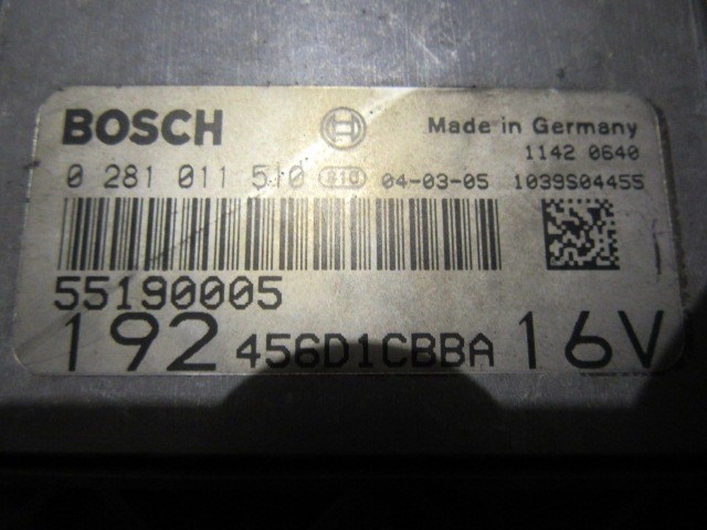 21152 Fiat Stilo 1,9 16v Diesel motorvezérlő szett 0281011510 , 55190005 2. kép