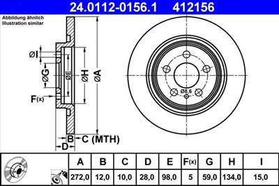 féktárcsa ATE 24.0112-0156.1 for CITROËN, FIAT, PEUGEOT