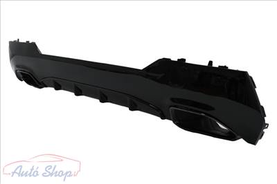 BMW G22 , G23 M440i hátsó lökhárítóba M Performance stílusú lakkozott fekete műanyag diffúzor fekete kipufogóvégekkel