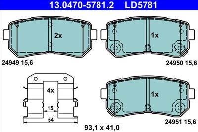 Fékbetét készlet ATE 13.0470-5781.2 for HYUNDAI, KIA