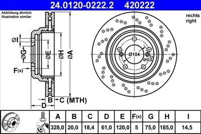féktárcsa ATE 24.0120-0222.2 for BMW