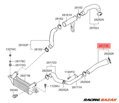 AKCIÓ! - Hyundai H-100 Porter Intercooler Cső 2011-2024 281734a850 281624a850