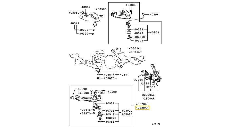 MB698512 Mitsubishi L300 Lengőkar Alsó Jobb 1990-2008 1. kép