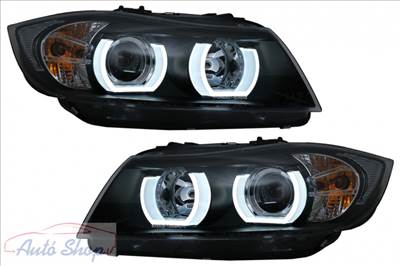 BMW E90/E91 2005.03-2008.08 Fekete 3D-s U-TÍPUS HID Első Lámpa
