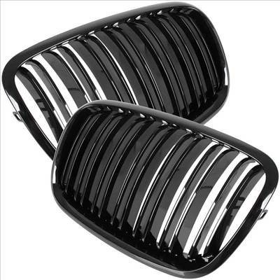 BMW X6 E72 hűtőrács (fényes fekete, double bar – bal+jobb) 2007-2014