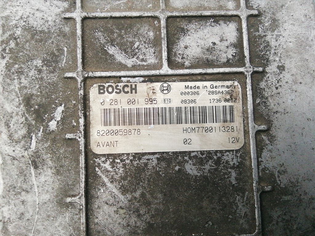 Renault Clio II., Espace III., Kangoo, Laguna I., Master II., Megane I. 1,9 8v Diesel Motorvezérlő 0281001995 , 8200059878 4. kép