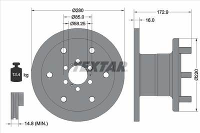 féktárcsa TEXTAR 93042801 for IVECO