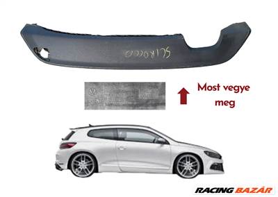 VW Scirocco III. Facelift hátsó alsó lökhárító burkolat 1K8807568B