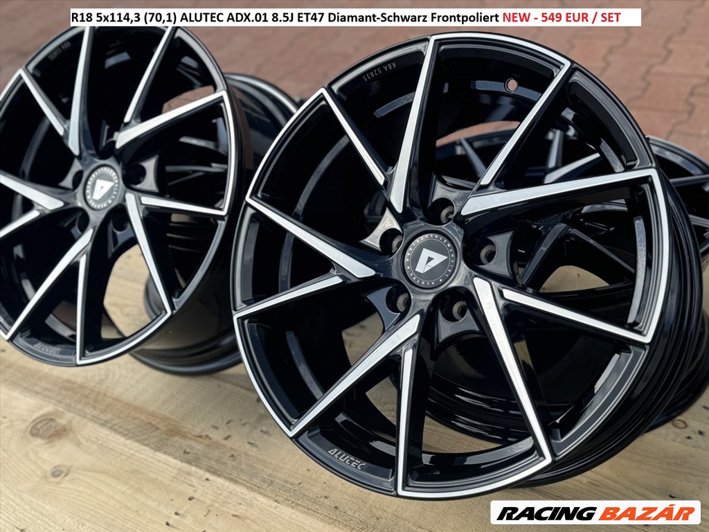R18 5x114,3 (70,1) ALUTEC ADX.01 8.5J ET47 Diamant-Schwarz Frontpoliert új alufelnik felnik 1. kép