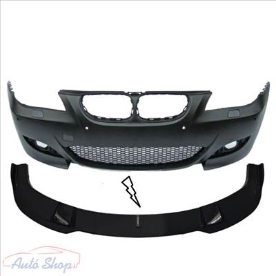 BMW E60 E61 M5 Style Fényes fekete első lökhárító koptató spoiler Lippe Toldat 