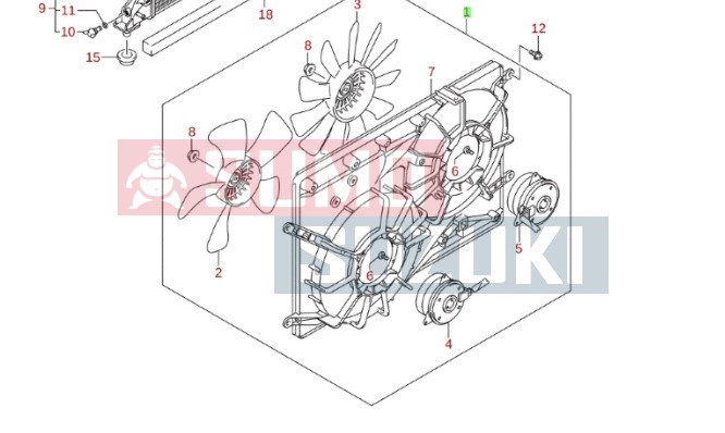 Suzuki Vitara, S-cross 1,0 1,4 Ventillátor készlet (lapát+motor+keret) Sérült 17100-60R00 1. kép