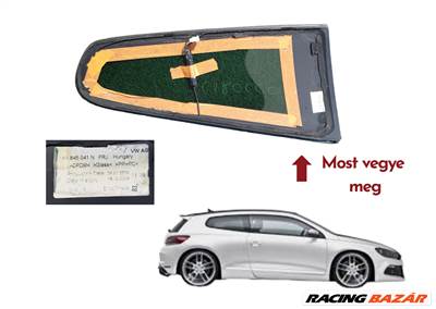 Volkswagen Scirocco III bal hátsó ajtó sötétített ablaküveg 1K8845041N
