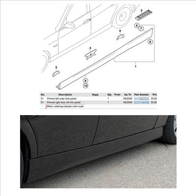 BMW 3-as sorozat E90, E91, E92, E93 küszöb borítás szpojler Jobb / bal
