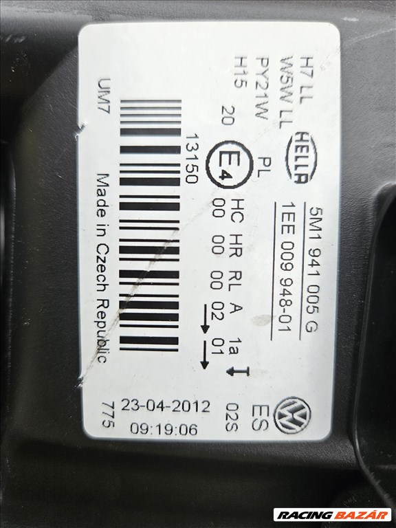 Volkswagen Golf Plus Golf + jobb és bal első halogén fényszóró.  5m1941006g 2. kép