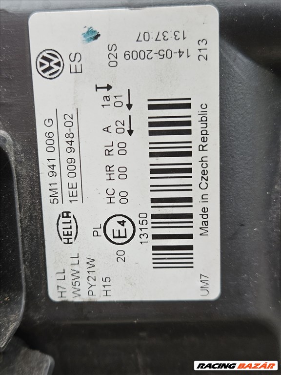 Volkswagen Golf Plus Golf + jobb és bal első halogén fényszóró.  5m1941006g 3. kép