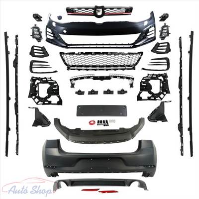 Volkswagen Golf 7 , VII (MK7) GTI Look Lökhárító szett , Diffúzor és Küszöbpár, facelift megjelenés GTI Style Évj.: 2012 - 2017