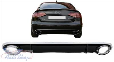 AUDI A4 B8 Limousine Avant 2007-2011 RS4 stílusú utángyártott hátsó diffúzor króm kipufogó végekkel