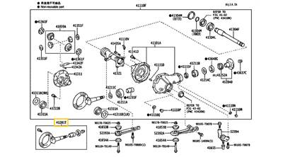 41201-79135 Toyota Land Cruiser Első Difi Tányérkerék Kúpkerék Szett 2006-2017