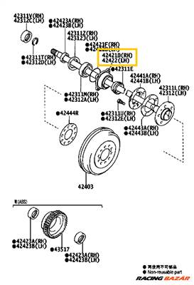 AKCIÓ! - Toyota Hilux Hátsó Hajtótengely Csapágyház 2004-2012 424210k020