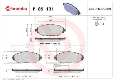 Fékbetét készlet BREMBO P 85 131X for VW, SKODA, AUDI, SEAT