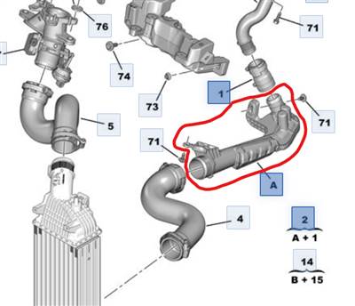 Töltőlevegő hűtő cső, intercooler cső - PSA 0382RN 8283705