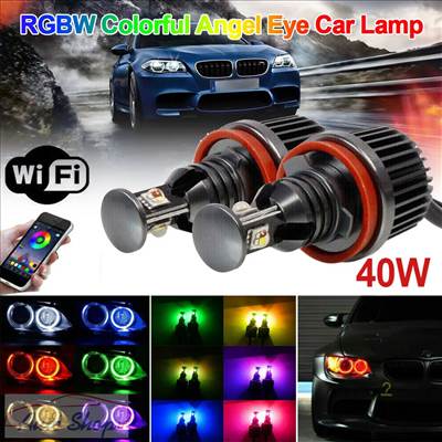 BMW H8 WiFi színváltós RGB Angel Eyes izzó 2*40W, E60 E90 E87 E70 E71 F10 F01 F30