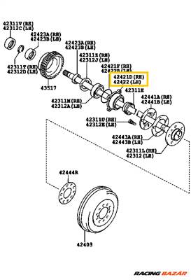 AKCIÓ! - Toyota Hilux Hátsó Féltengely Csapágyház (2008-2016) 424210k030 424210k040