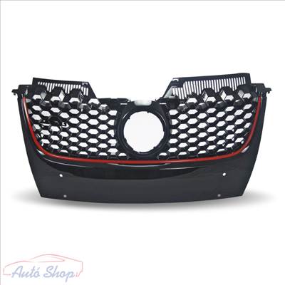 VW Golf V , 5 Jetta GTI hűtőrács fekete méhsejt háló, Piros körvonal 1K1853653BRO