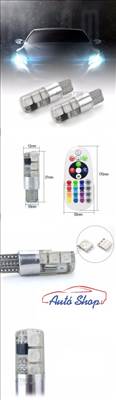 T10 194 168 W5W 5050 SMD RGB Ledes izzó 6 LED/izzó 16 színben /Távirányitó