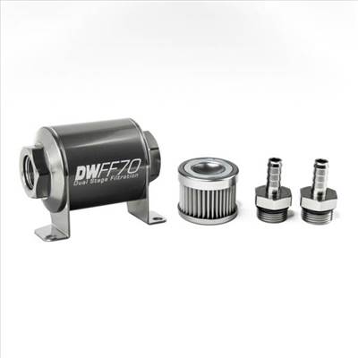 DeatschWerks üzemanyagszűrő 10 mikronos 3/8" 70mm