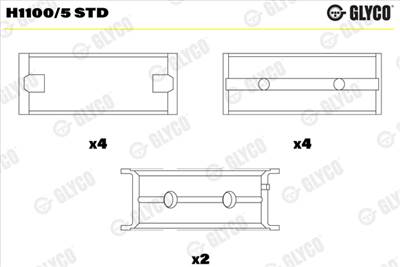 GLYCO H1100/5 STD - főtengelycsapágy FORD FORD ASIA / OZEANIA FORD AUSTRALIA MAZDA WESTFIELD